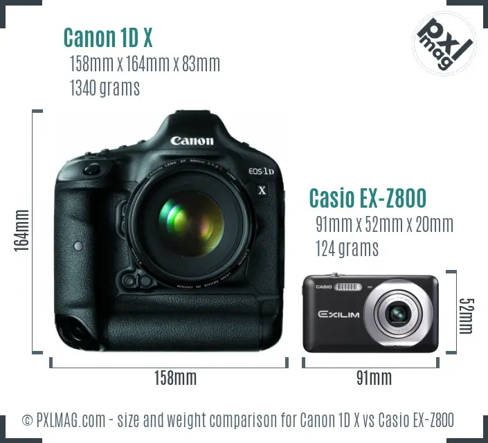 Canon 1D X vs Casio EX-Z800 size comparison