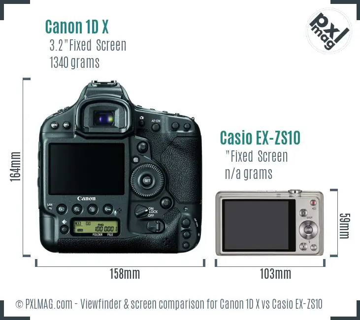 Canon 1D X vs Casio EX-ZS10 Screen and Viewfinder comparison