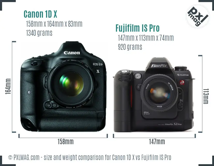 Canon 1D X vs Fujifilm IS Pro size comparison