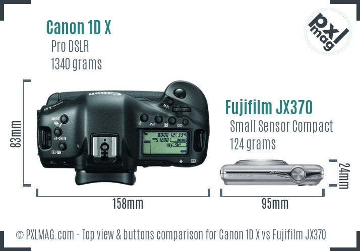 Canon 1D X vs Fujifilm JX370 top view buttons comparison