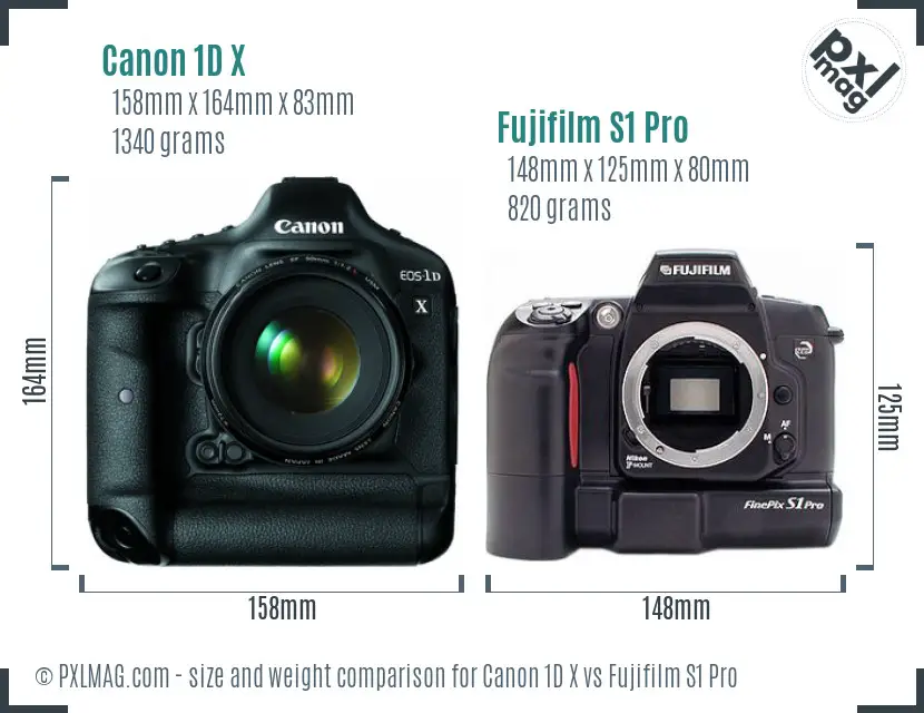 Canon 1D X vs Fujifilm S1 Pro size comparison