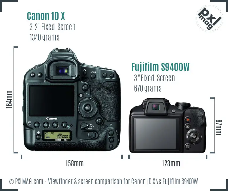 Canon 1D X vs Fujifilm S9400W Screen and Viewfinder comparison Canon 1D X vs Fujifilm S9400W Screen and Viewfinder comparison