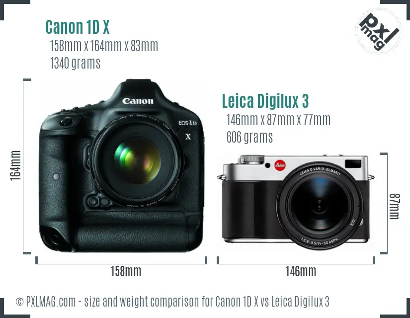 Canon 1D X vs Leica Digilux 3 size comparison