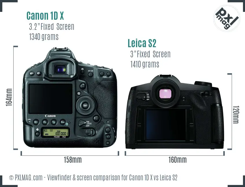 Canon 1D X vs Leica S2 Screen and Viewfinder comparison