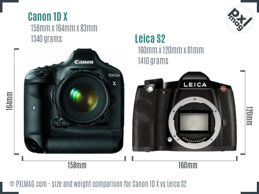 Canon 1D X vs Leica S2 size comparison