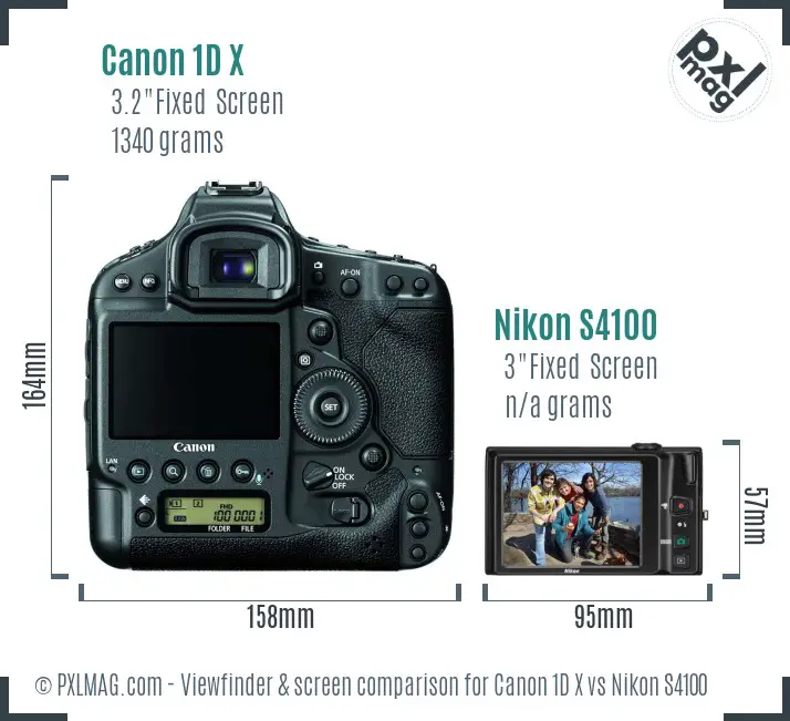 Canon 1D X vs Nikon S4100 Screen and Viewfinder comparison