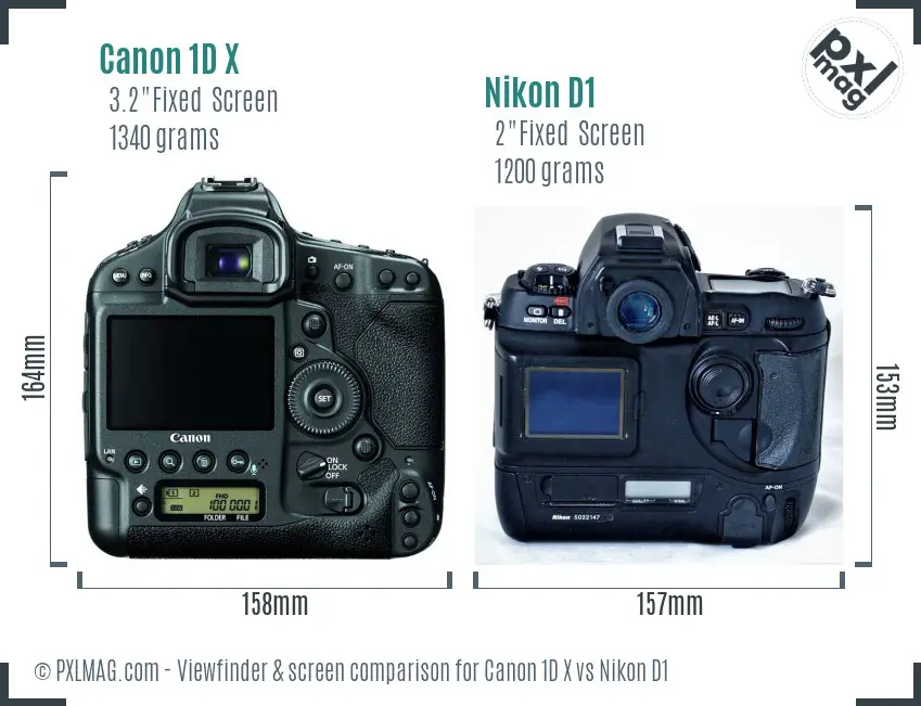 Canon 1D X vs Nikon D1 Screen and Viewfinder comparison