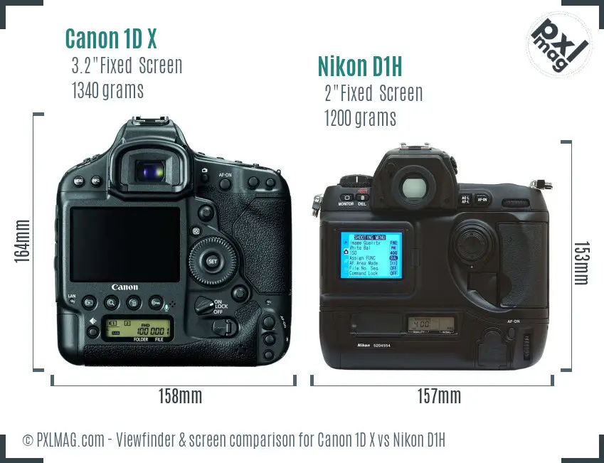 Canon 1D X vs Nikon D1H Screen and Viewfinder comparison