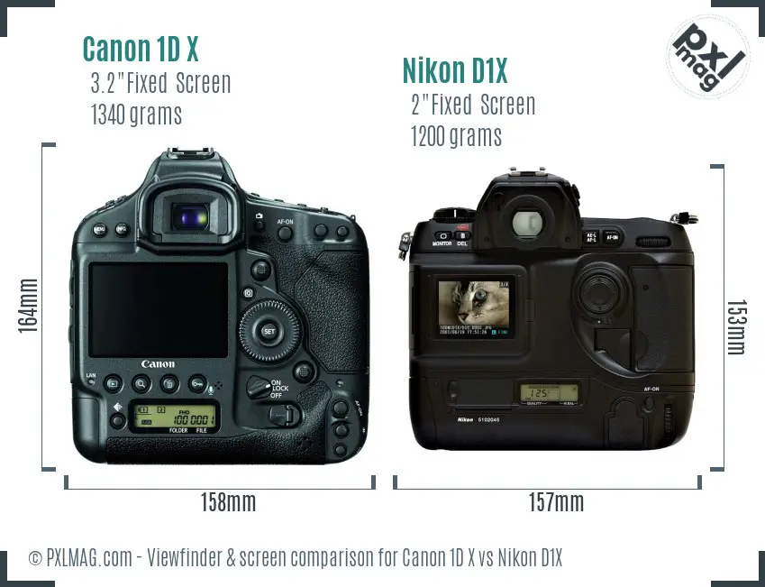 Canon 1D X vs Nikon D1X Screen and Viewfinder comparison