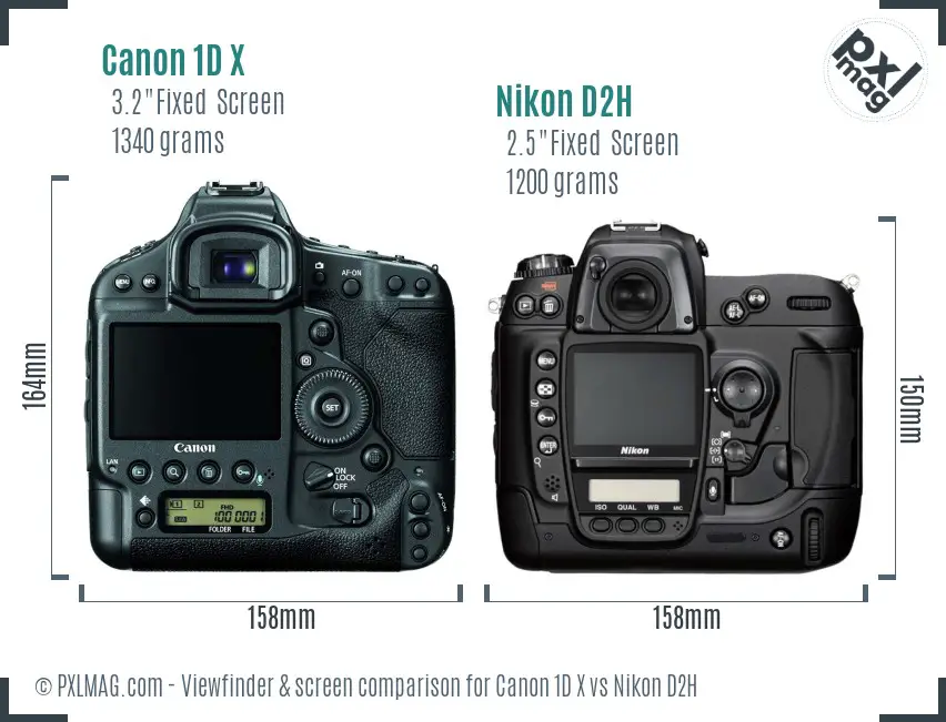 Canon 1D X vs Nikon D2H Screen and Viewfinder comparison