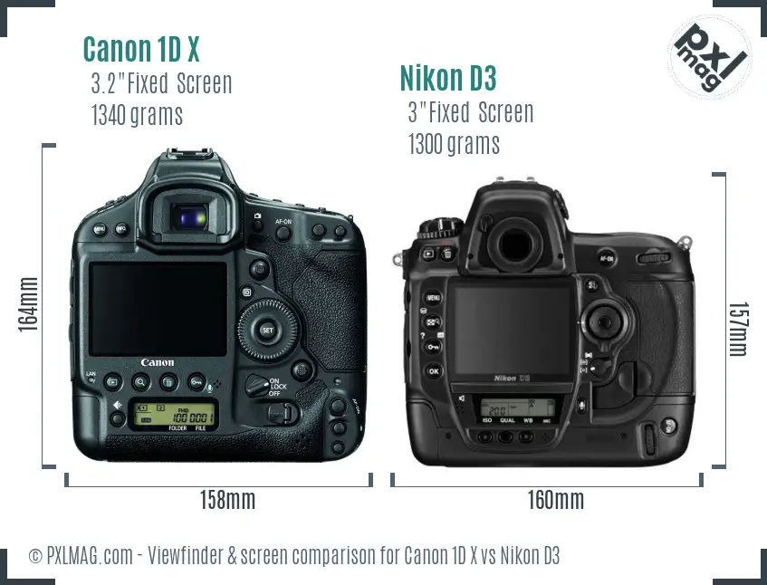 Canon 1D X vs Nikon D3 Screen and Viewfinder comparison