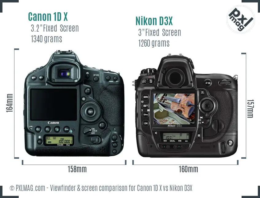 Canon 1D X vs Nikon D3X Screen and Viewfinder comparison