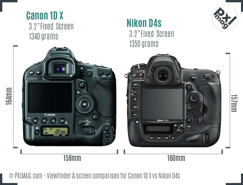 Canon 1D X vs Nikon D4s Screen and Viewfinder comparison