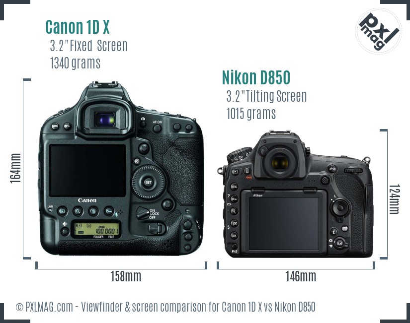 Canon 1D X vs Nikon D850 Screen and Viewfinder comparison