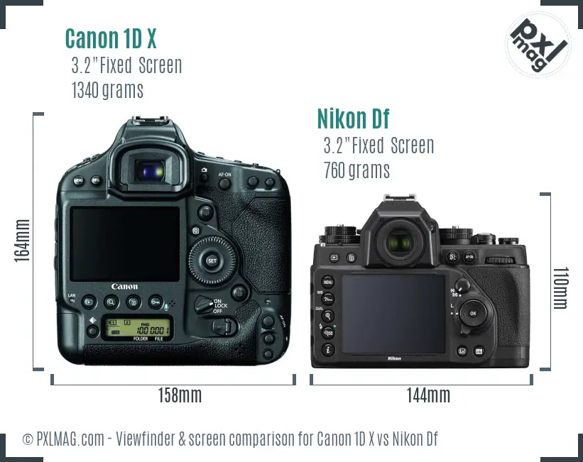 Canon 1D X vs Nikon Df Screen and Viewfinder comparison