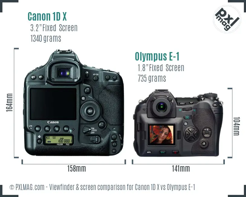 Canon 1D X vs Olympus E-1 Screen and Viewfinder comparison