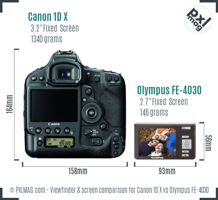 Canon 1D X vs Olympus FE-4030 Screen and Viewfinder comparison