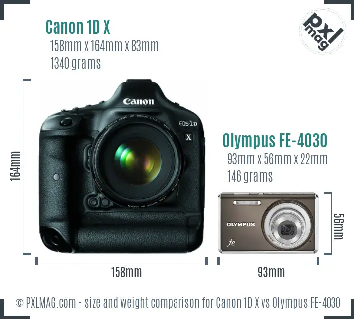 Canon 1D X vs Olympus FE-4030 size comparison