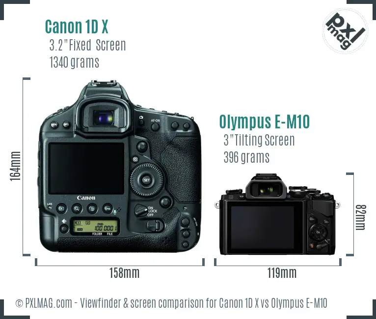 Canon 1D X vs Olympus E-M10 Screen and Viewfinder comparison