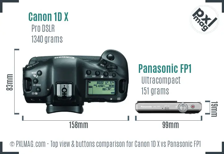 Canon 1D X vs Panasonic FP1 top view buttons comparison