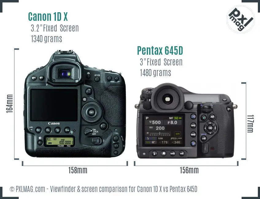 Canon 1D X vs Pentax 645D Screen and Viewfinder comparison