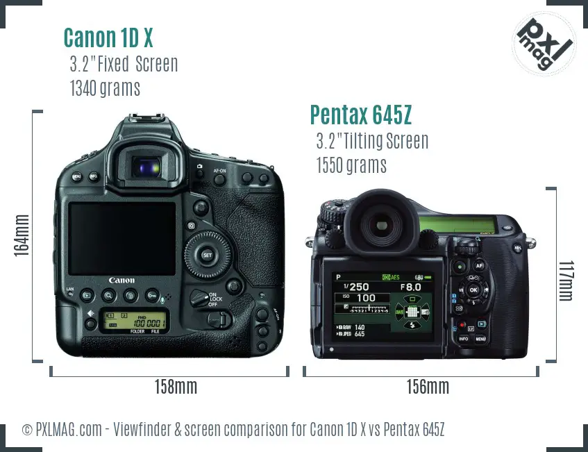 Canon 1D X vs Pentax 645Z Screen and Viewfinder comparison