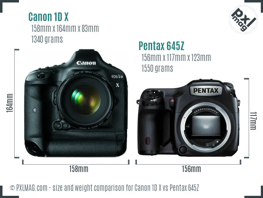Canon 1D X vs Pentax 645Z size comparison