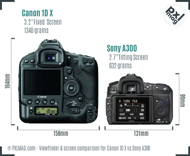Canon 1D X vs Sony A300 Screen and Viewfinder comparison