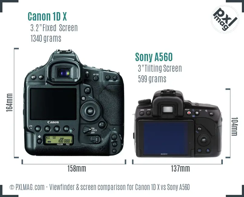 Canon 1D X vs Sony A560 Screen and Viewfinder comparison
