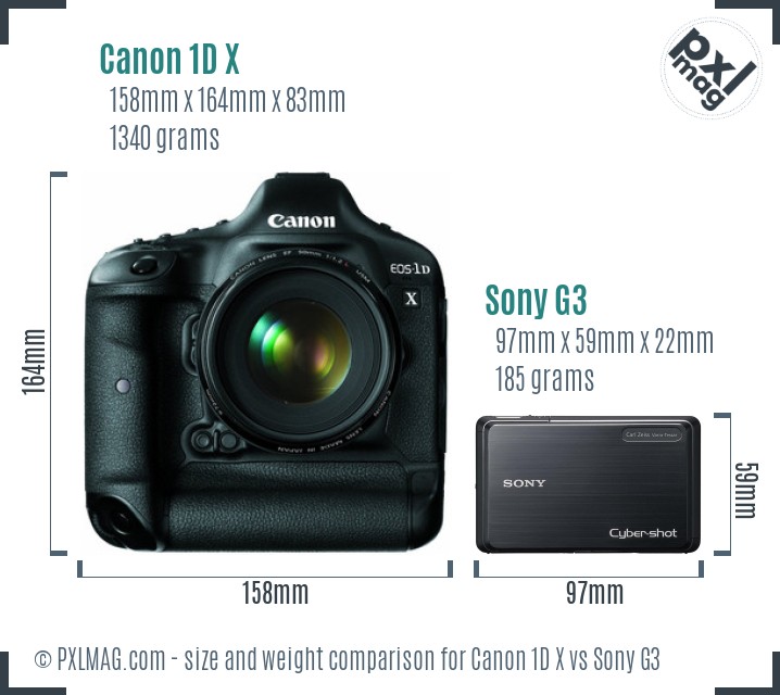 Canon 1D X vs Sony G3 size comparison