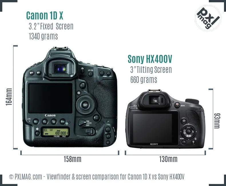 Canon 1D X vs Sony HX400V Screen and Viewfinder comparison
