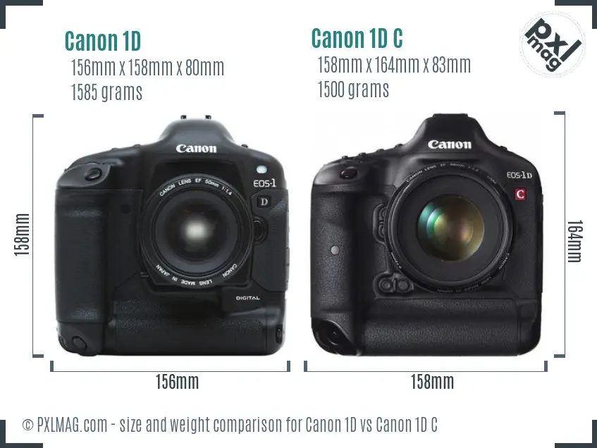 Canon 1D vs Canon 1D C size comparison