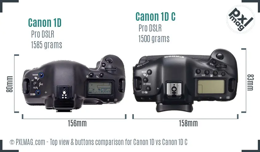 Canon 1D vs Canon 1D C top view buttons comparison