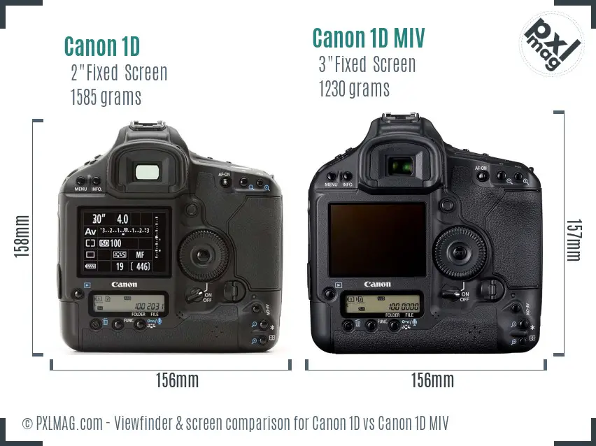 Canon 1D vs Canon 1D MIV Screen and Viewfinder comparison