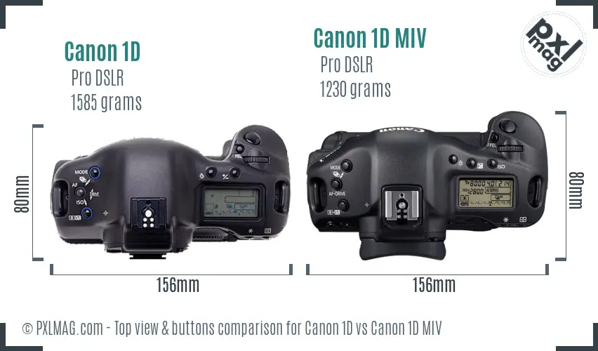 Canon 1D vs Canon 1D MIV top view buttons comparison