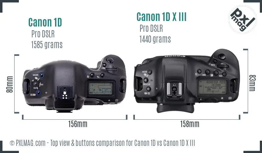 Canon 1D vs Canon 1D X III top view buttons comparison