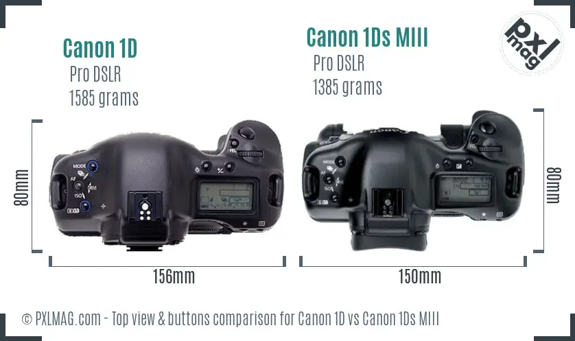 Canon 1D vs Canon 1Ds MIII top view buttons comparison