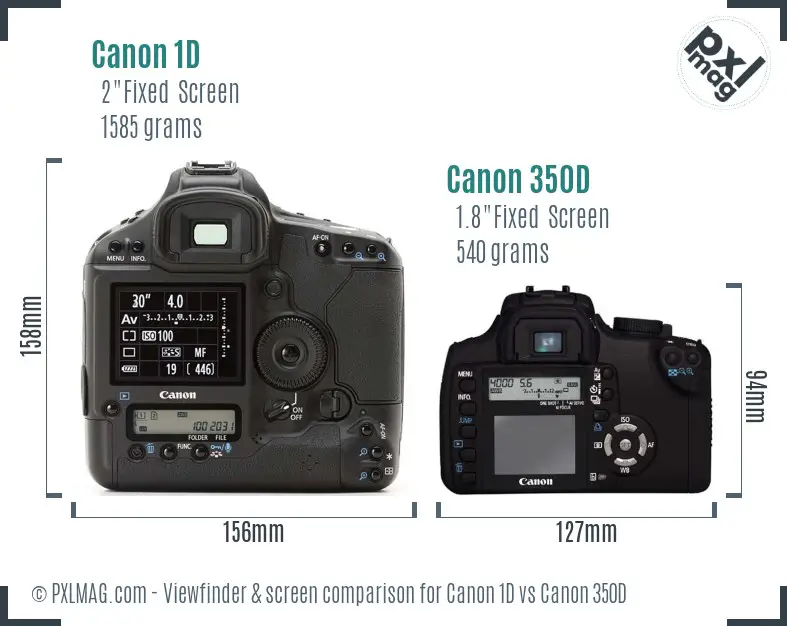Canon 1D vs Canon 350D Screen and Viewfinder comparison Canon 1D vs Canon 350D Screen and Viewfinder comparison