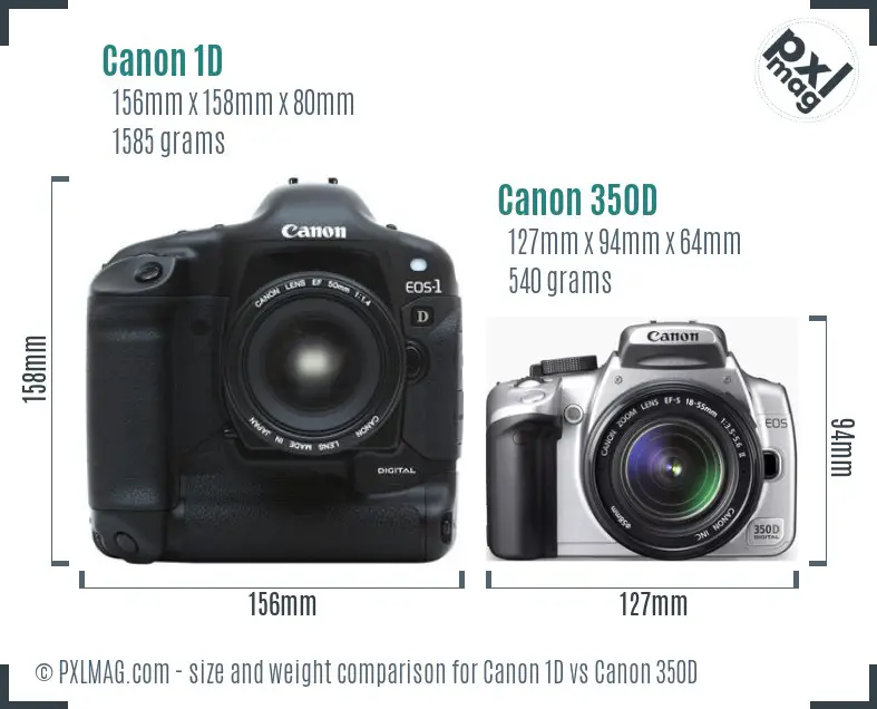 Canon 1D vs Canon 350D size comparison Canon 1D vs Canon 350D size comparison