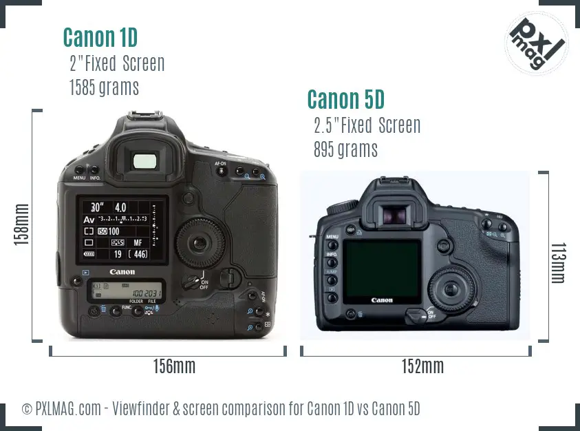 Canon 1D vs Canon 5D Screen and Viewfinder comparison