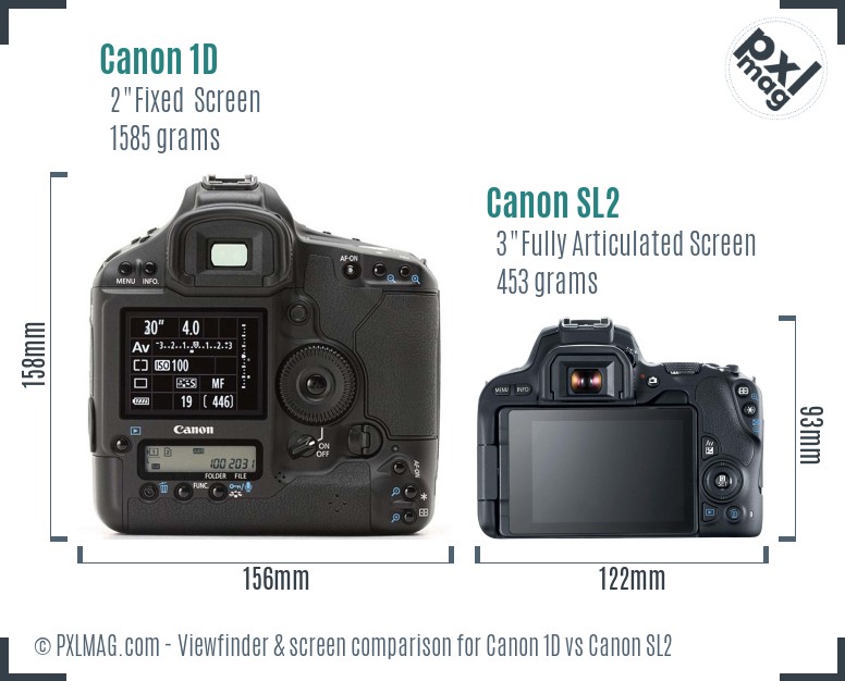 Canon 1D vs Canon SL2 Screen and Viewfinder comparison