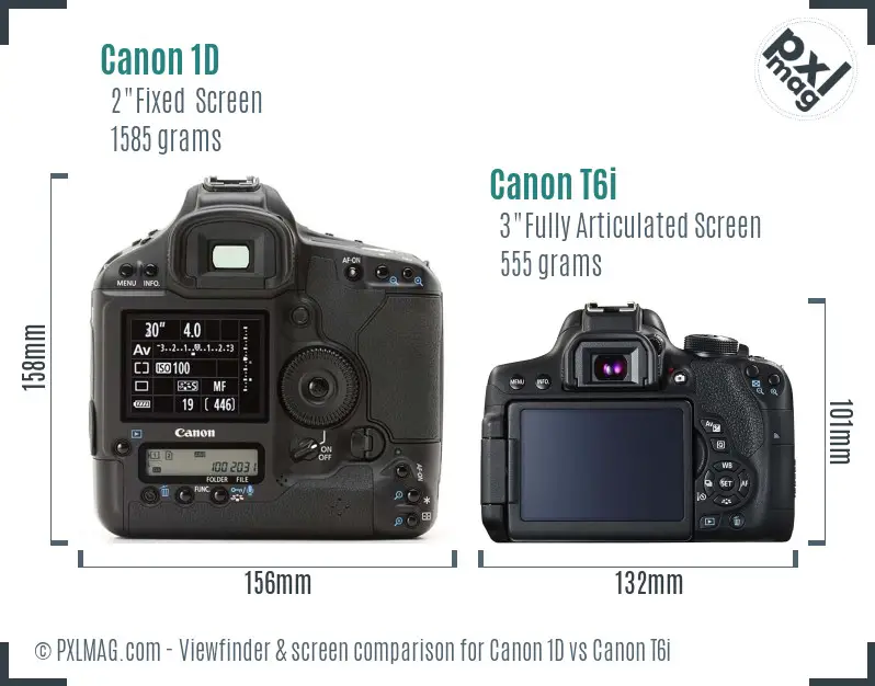 Canon 1D vs Canon T6i Screen and Viewfinder comparison Canon 1D vs Canon T6i Screen and Viewfinder comparison