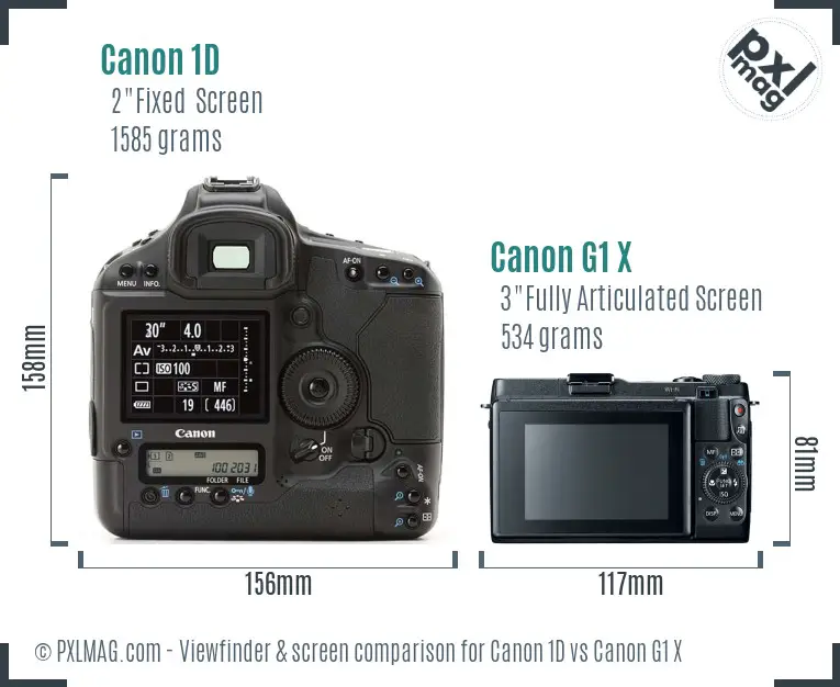 Canon 1D vs Canon G1 X Screen and Viewfinder comparison