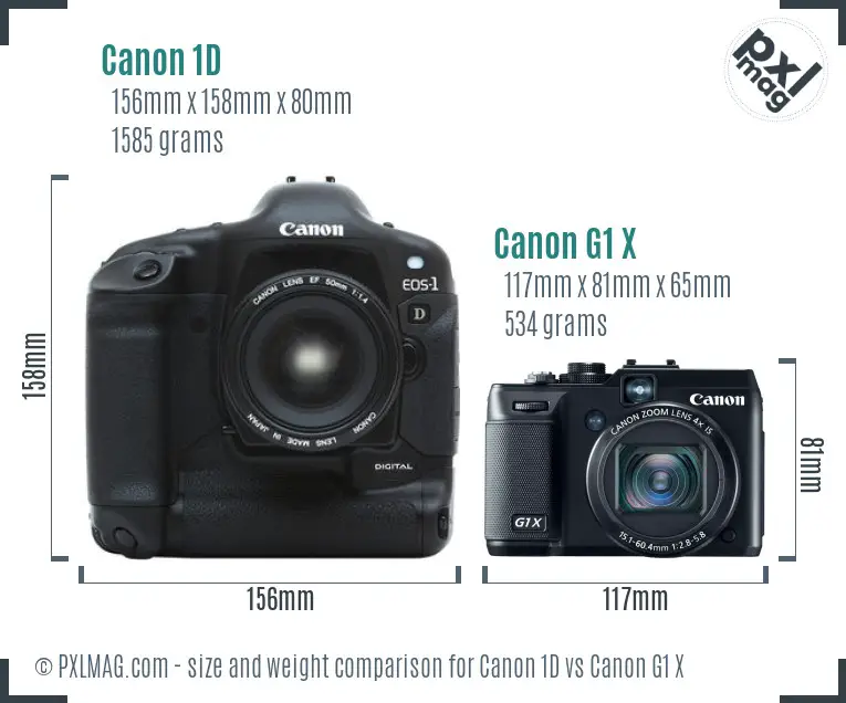 Canon 1D vs Canon G1 X size comparison Canon 1D vs Canon G1 X size comparison