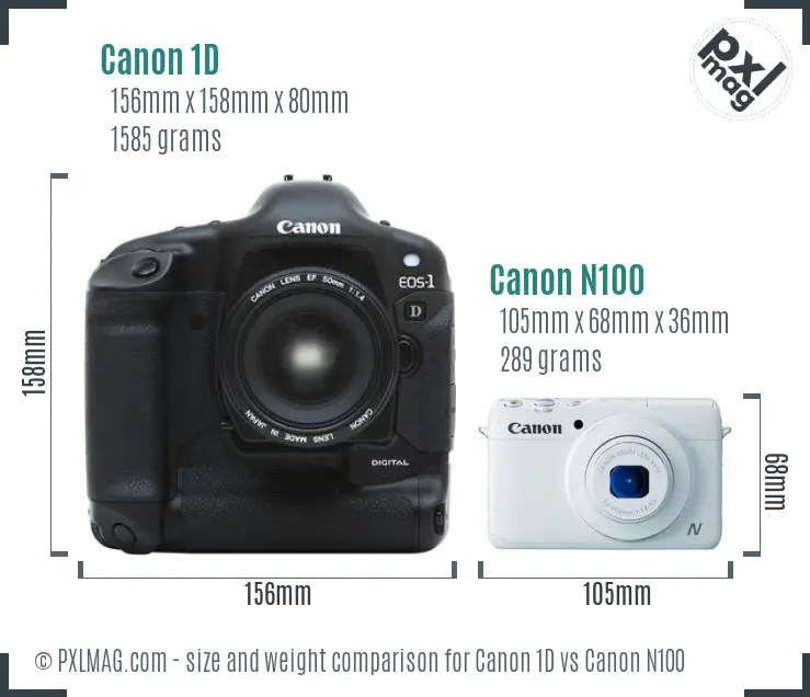 Canon 1D vs Canon N100 size comparison