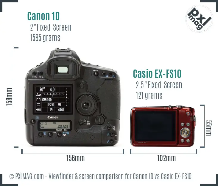 Canon 1D vs Casio EX-FS10 Screen and Viewfinder comparison