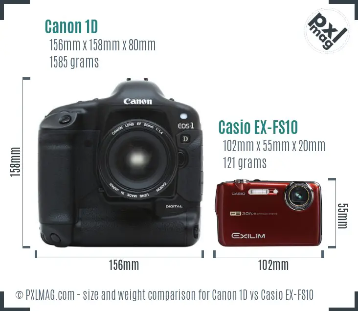 Canon 1D vs Casio EX-FS10 size comparison