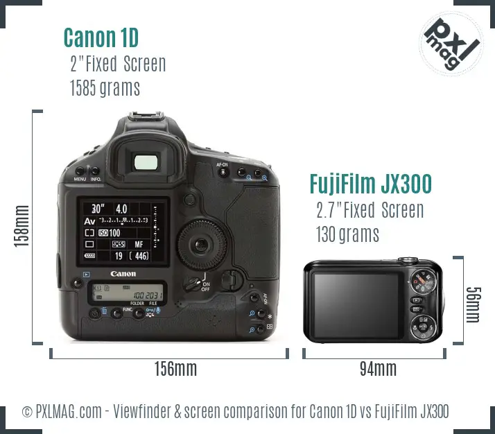 Canon 1D vs FujiFilm JX300 Screen and Viewfinder comparison