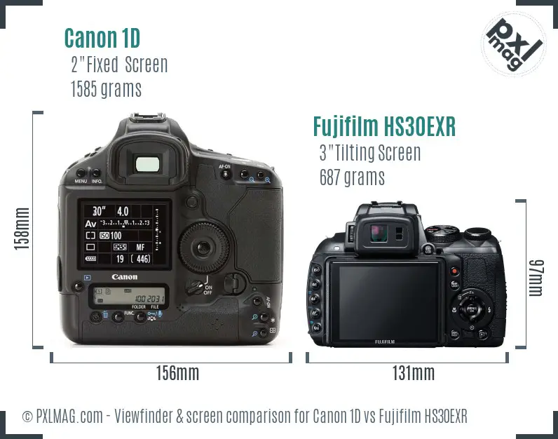 Canon 1D vs Fujifilm HS30EXR Screen and Viewfinder comparison Canon 1D vs Fujifilm HS30EXR Screen and Viewfinder comparison