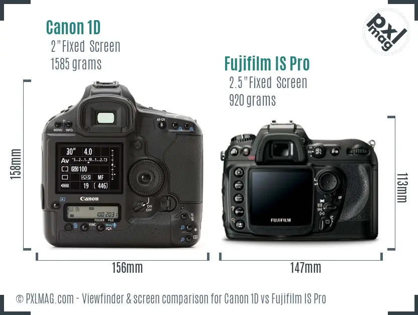 Canon 1D vs Fujifilm IS Pro Screen and Viewfinder comparison